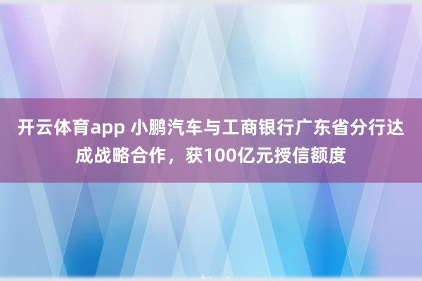 开云体育app 小鹏汽车与工商银行广东省分行达成战略合作，获100亿元授信额度