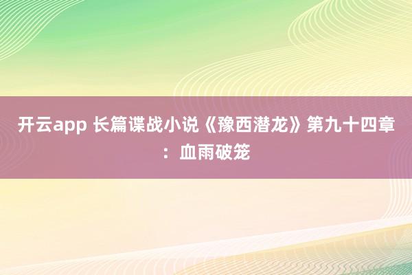开云app 长篇谍战小说《豫西潜龙》第九十四章：血雨破笼