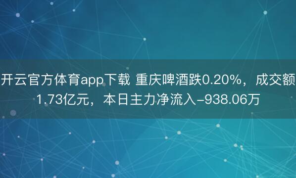 开云官方体育app下载 重庆啤酒跌0.20%,成交额1.73亿元,本日主力净流入-938.06万