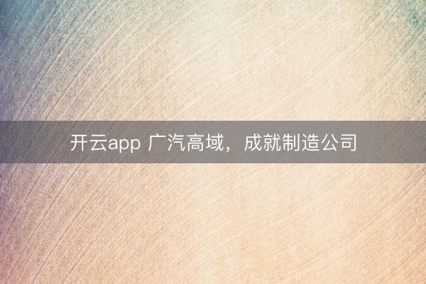 开云app 广汽高域，成就制造公司